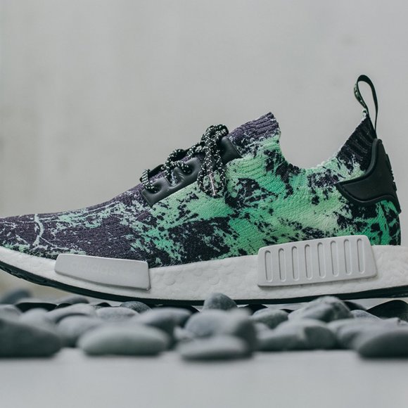 Adidas NMD R1 PK Mens Sneakers Green Marble Black - Picture 2 of 15